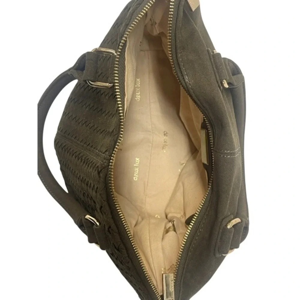 DEUX LUX Suede Woven Tote Bag Dark Brown Shoulder‎ Handbag